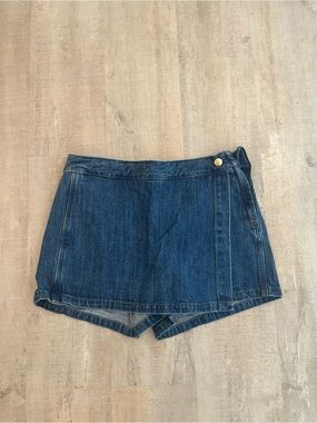 J. Crew Blue Denim Skort with Subtle Tan Stitching
